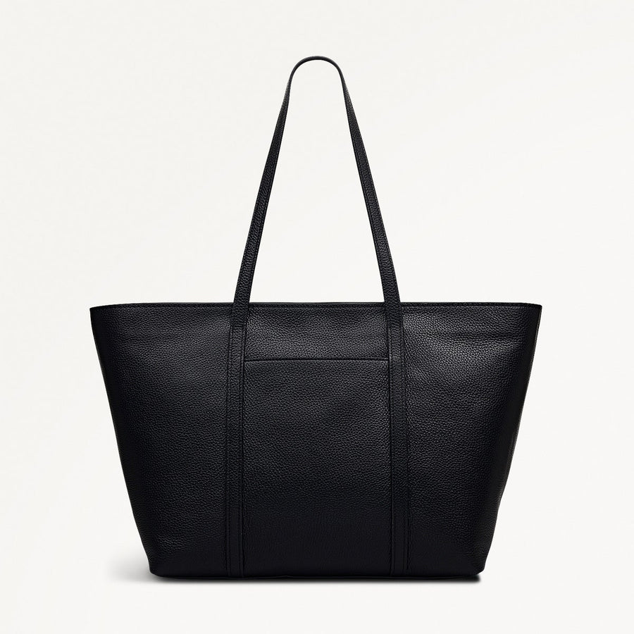 The Weekly Leather Large Ziptop Tote Bag in Black  - 112020