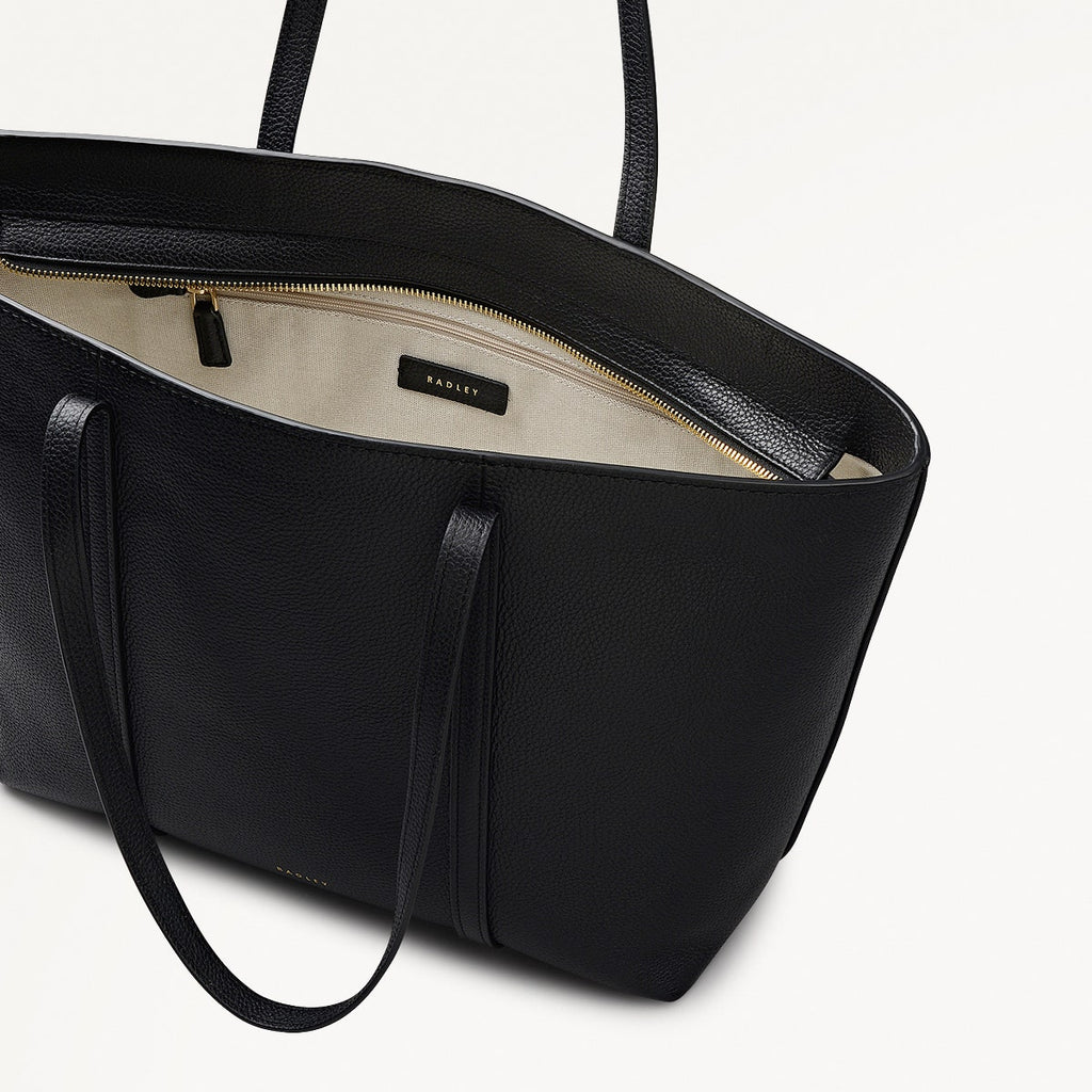 The Weekly Leather Large Ziptop Tote Bag in Black  - 112020
