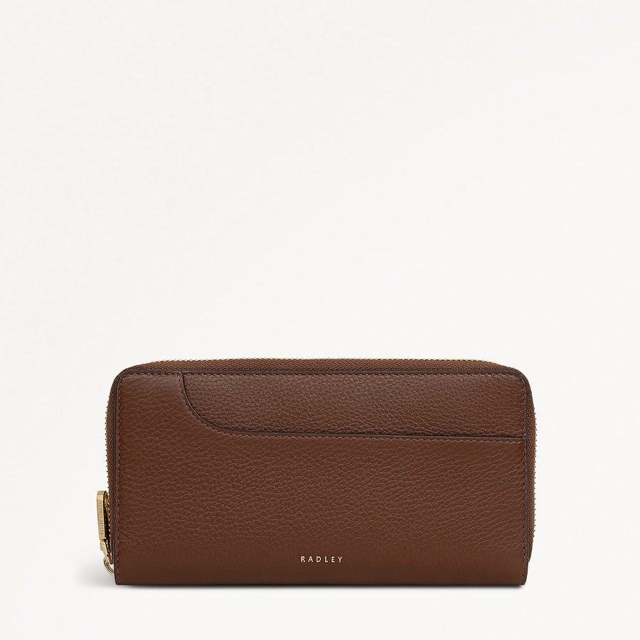 Pockets Large Zip Around Wallet in Chocolate - 112045