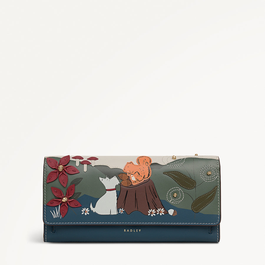 Autumn Leaves Large Flapover Wallet in Snow - 112049