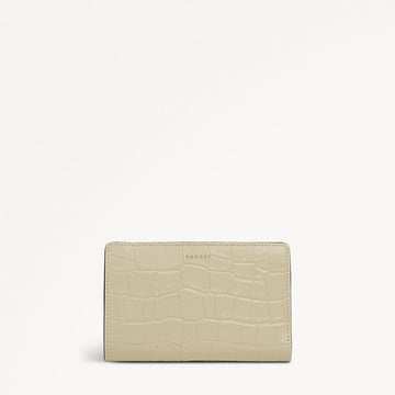 Picton Place Faux Croc Medium Bifold Wallet in Snow - 112055