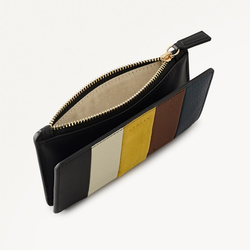 Coin Street Patchwork Medium Ziptop Wallet in Ochre - 112056