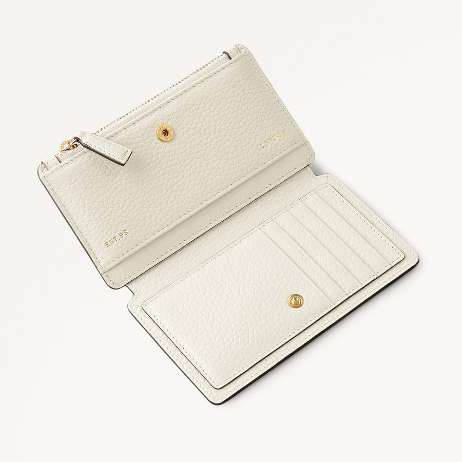Coin Street Leather Medium Ziptop Wallet in Chalk - 112060