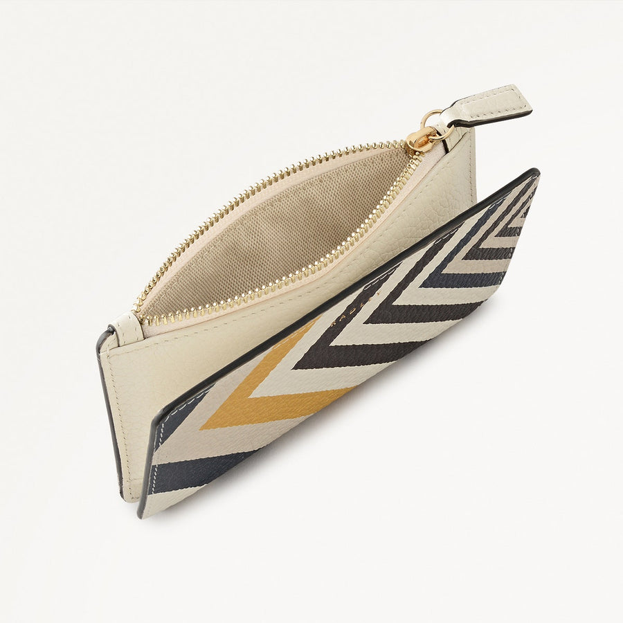 Coin Street Leather Medium Ziptop Wallet in Chalk - 112060