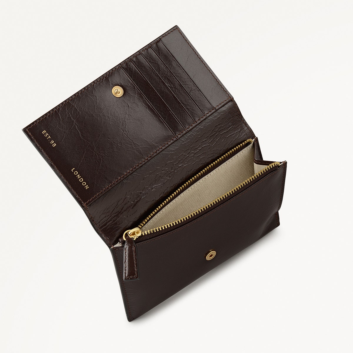 Oak Street Medium Flapover Wallet in Dark Oak - 112062