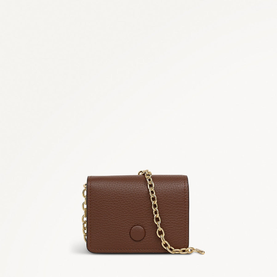 Chester Row Leather Small Card Holder in Chocolate - 112065