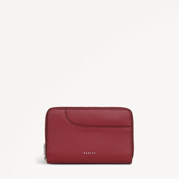 Pockets Leather Medium Zip Around Wallet in Carmine - 112069