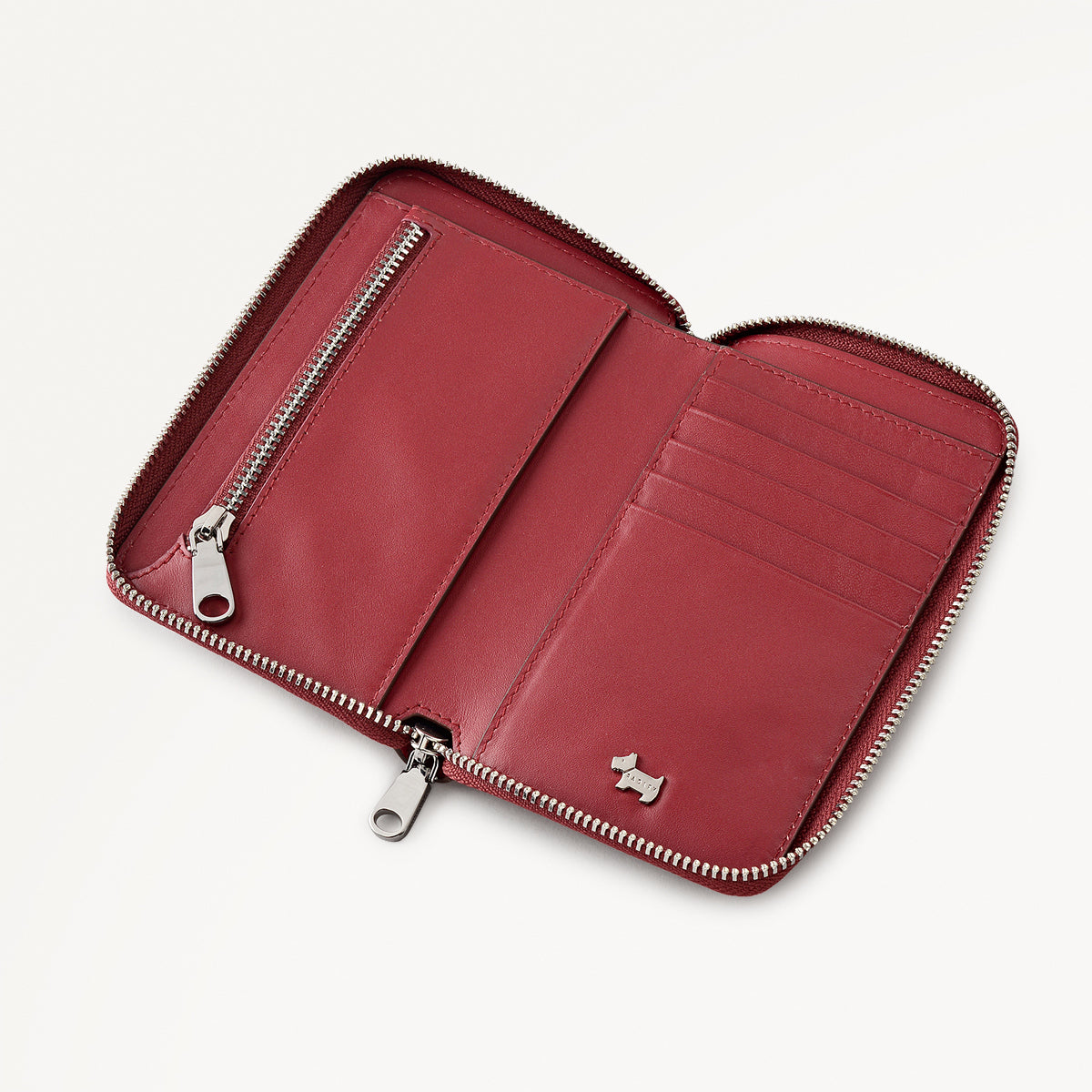 Pockets Leather Medium Zip Around Wallet in Carmine - 112069
