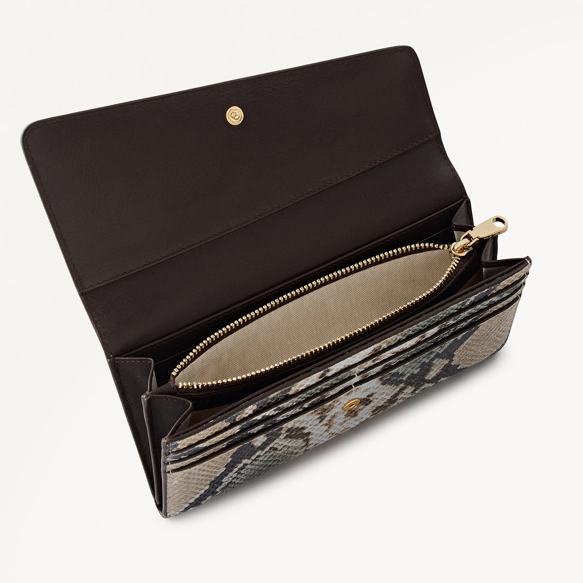 The Kensal Leather Large Flapover Wallet in Pine Needle - 112086