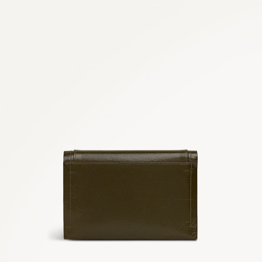 Oak Street Leather Medium Flapover Wallet in Pine Needle - 112087