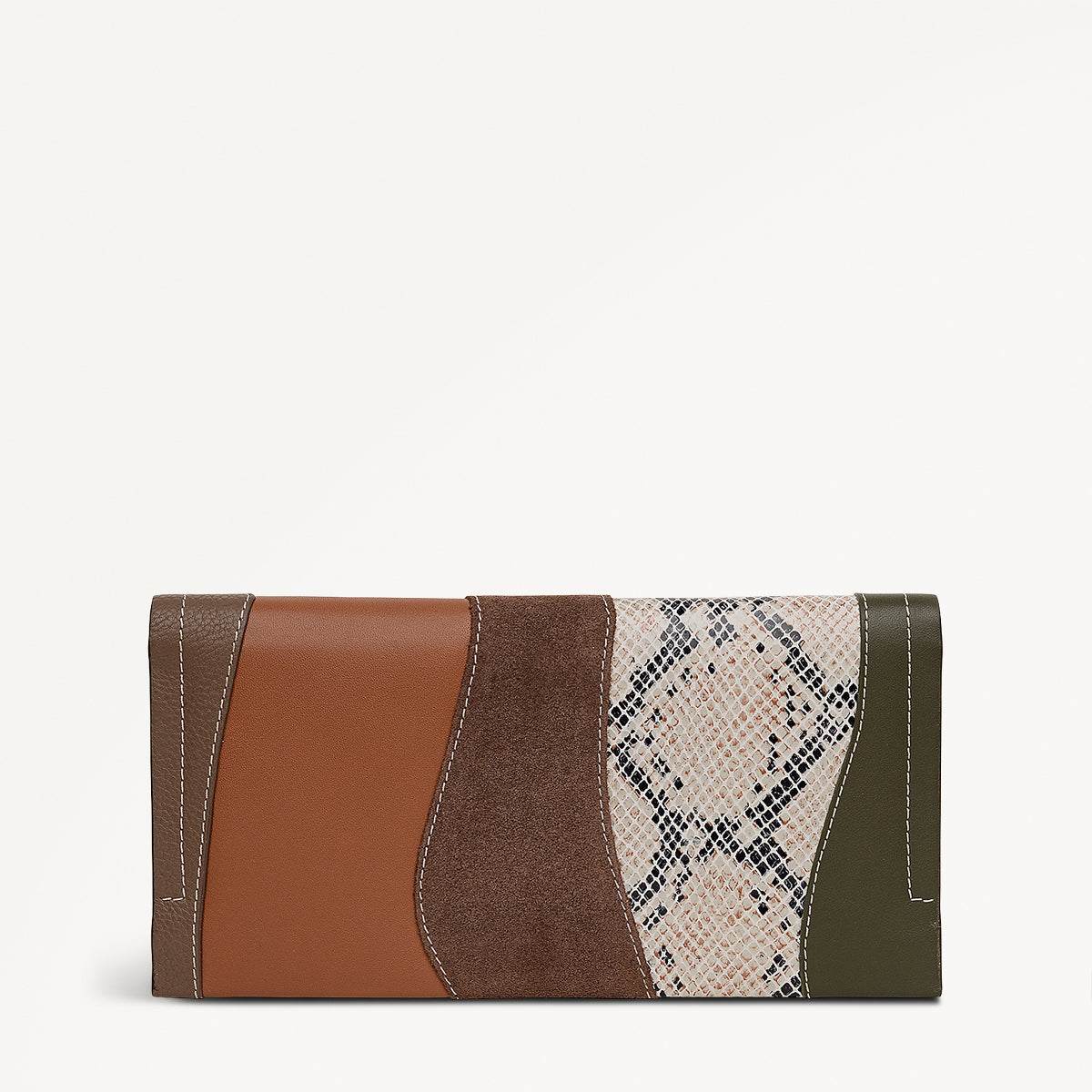 Oak Street Leather Large Flapover Wallet in Coffee - 112089