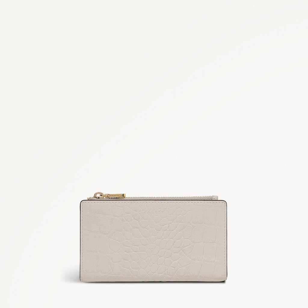 Coin Street Leather Medium Ziptop Wallet in Snow - 112091