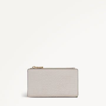Coin Street Leather Medium Ziptop Wallet in Snow - 112091