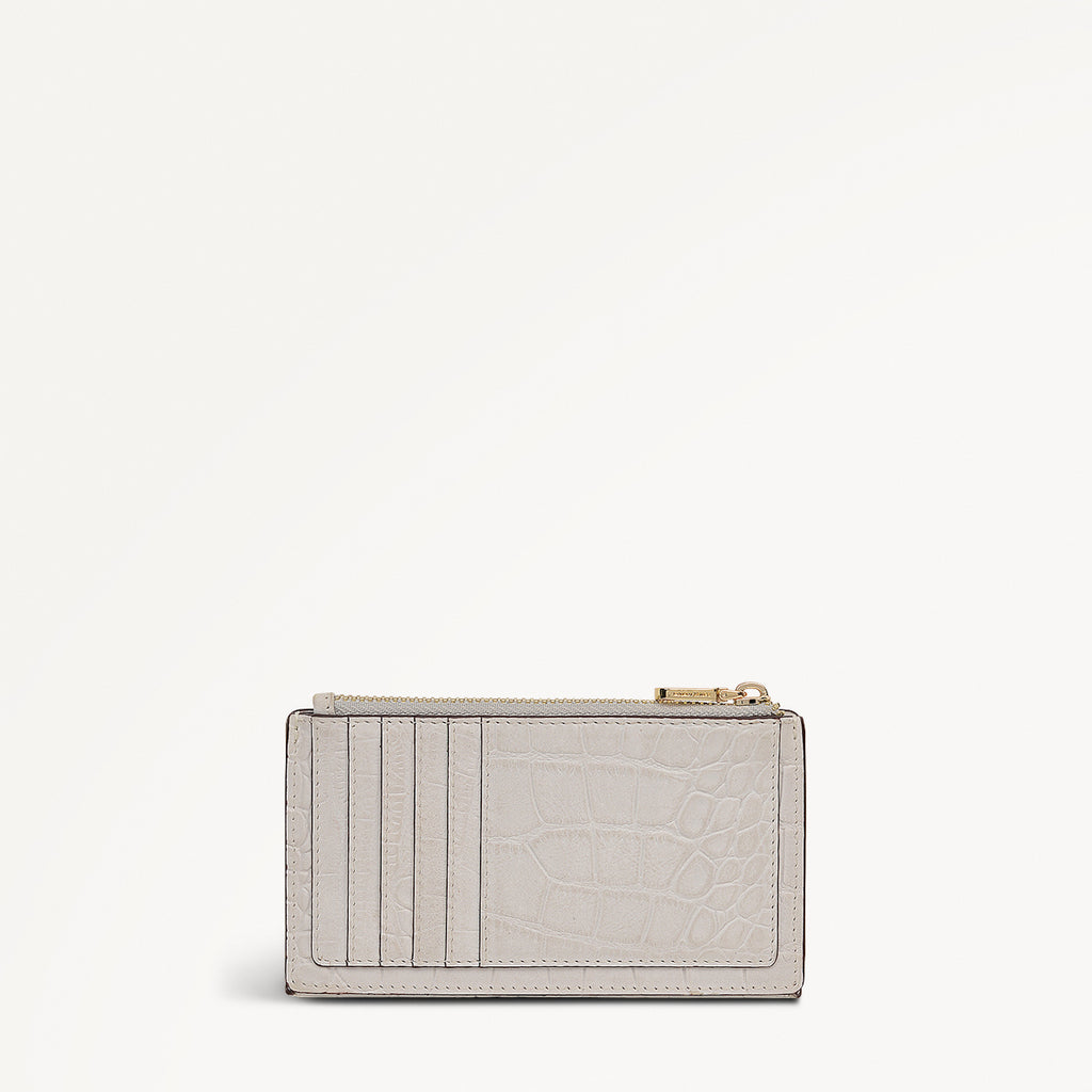 Coin Street Leather Medium Ziptop Wallet in Snow - 112091