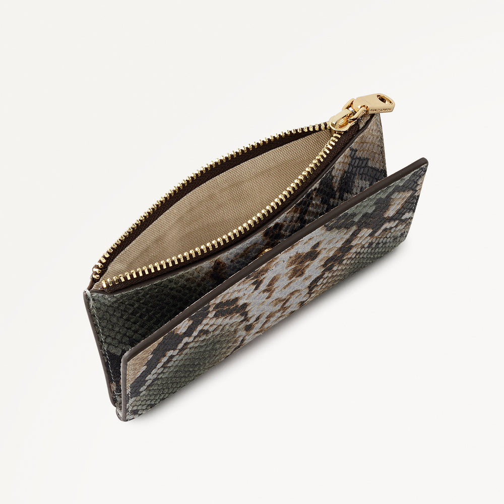 Coin Street Leather Medium Ziptop Wallet in Pine Needle - 112092