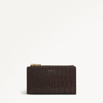 Coin Street Leather Medium Ziptop Wallet in Dark Oak - 112108