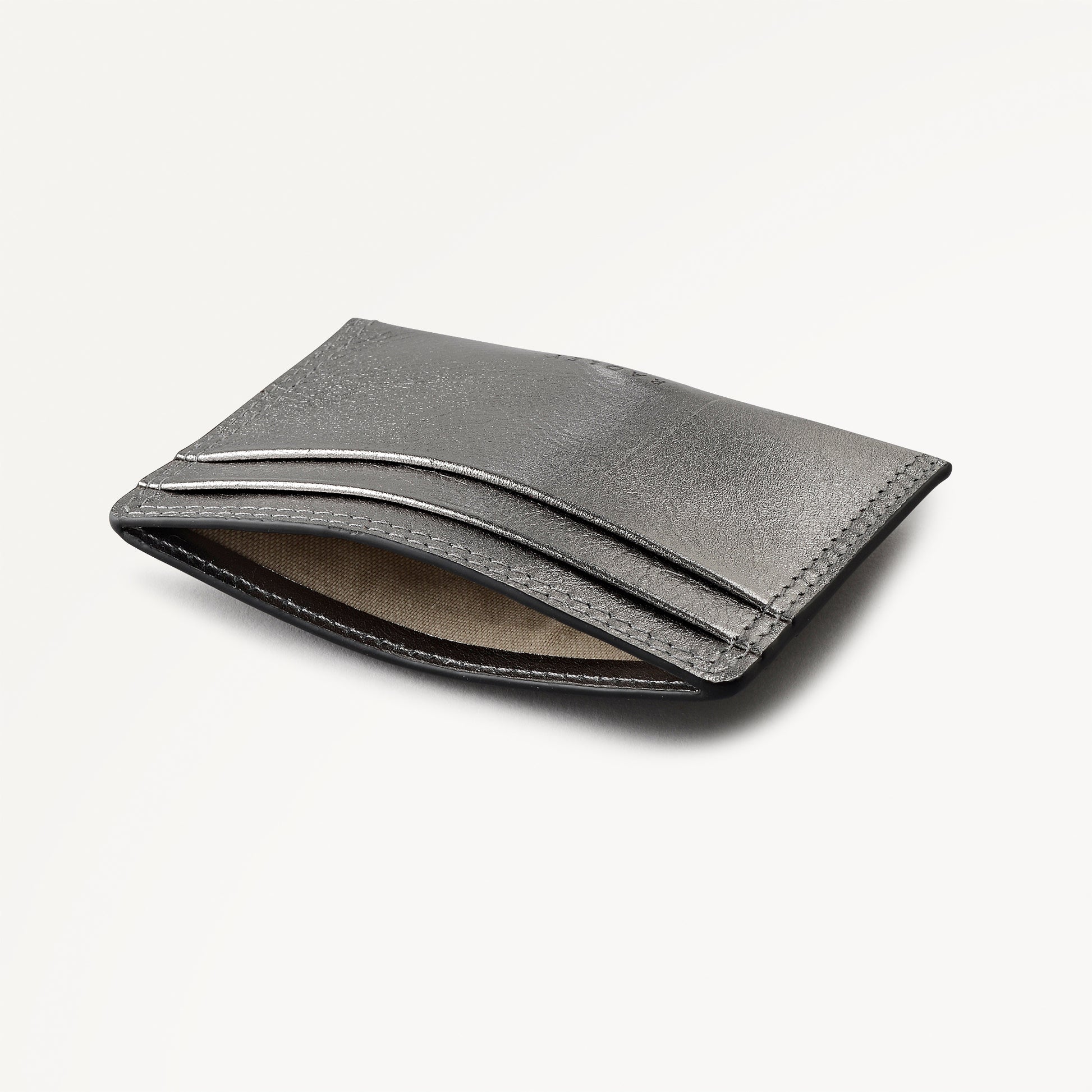 Coin Street Leather Small  Card Holder in Silver - 112109