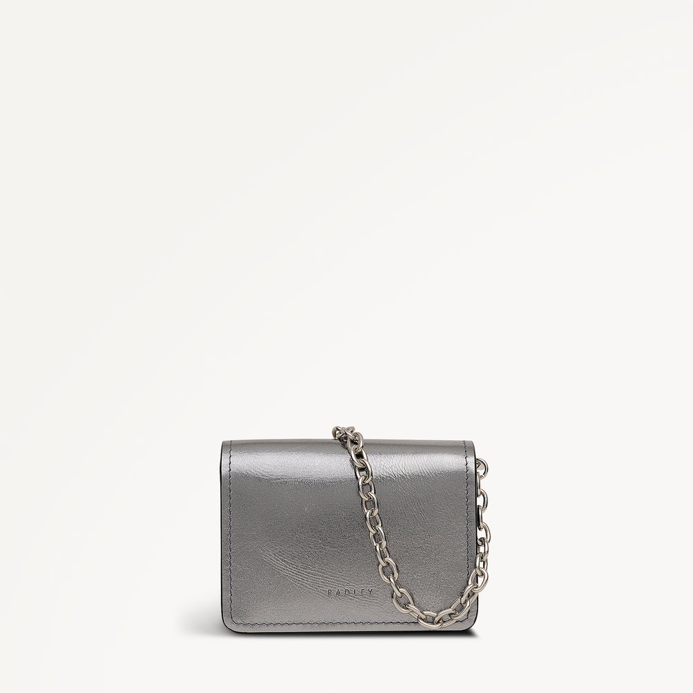 Chester Row Leather Small Card Holder in Silver - 112111