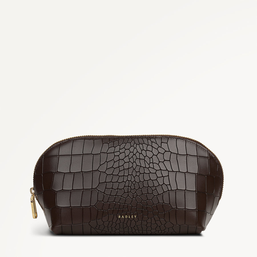 Commute Street Leather Medium  Cosmetic Pouch in Dark Oak - 112114
