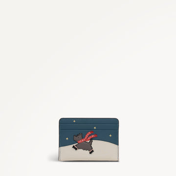 An Ice Day Leather Small Card Holder in Teal - 112120