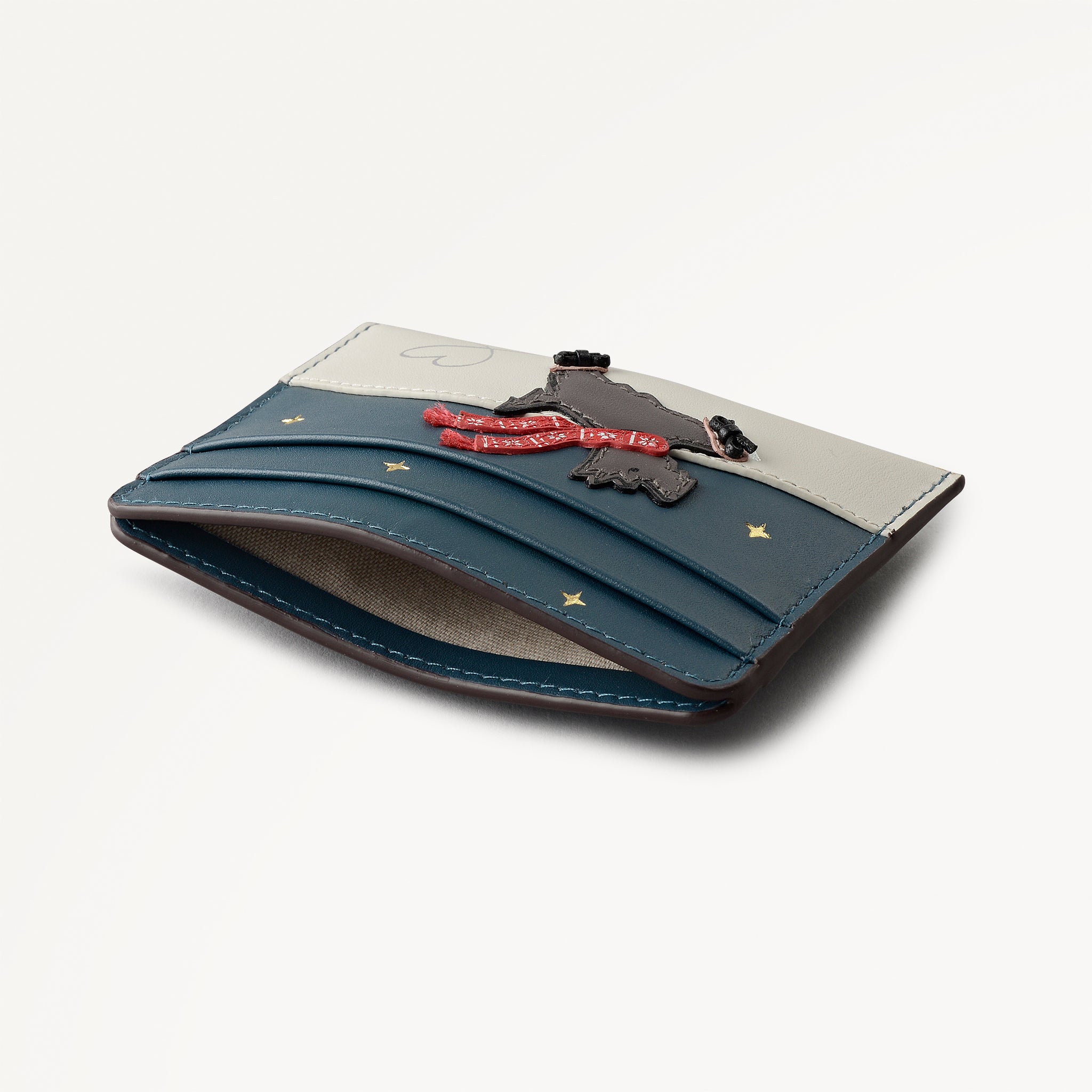 An Ice Day Leather Small Card Holder in Teal - 112120