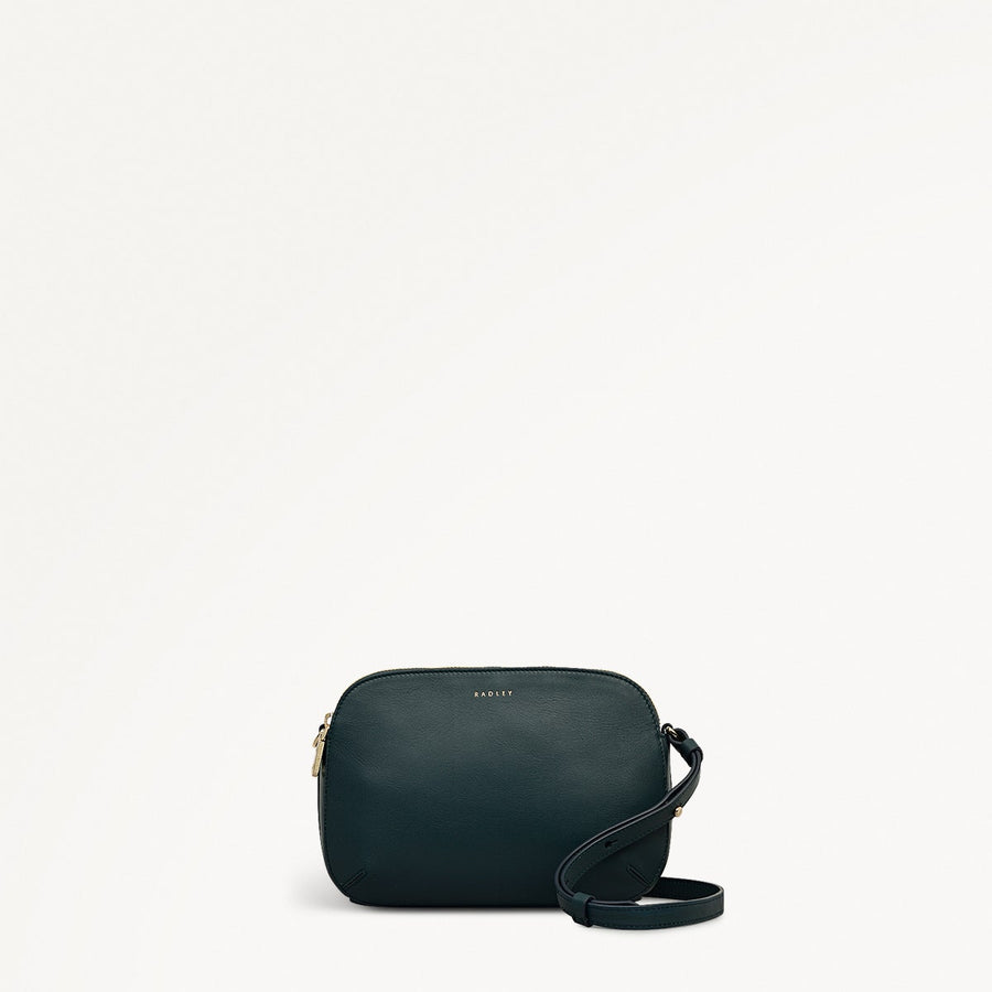 Dukes Place Leather Medium Ziptop Cross Body Bag in Teal - 112122