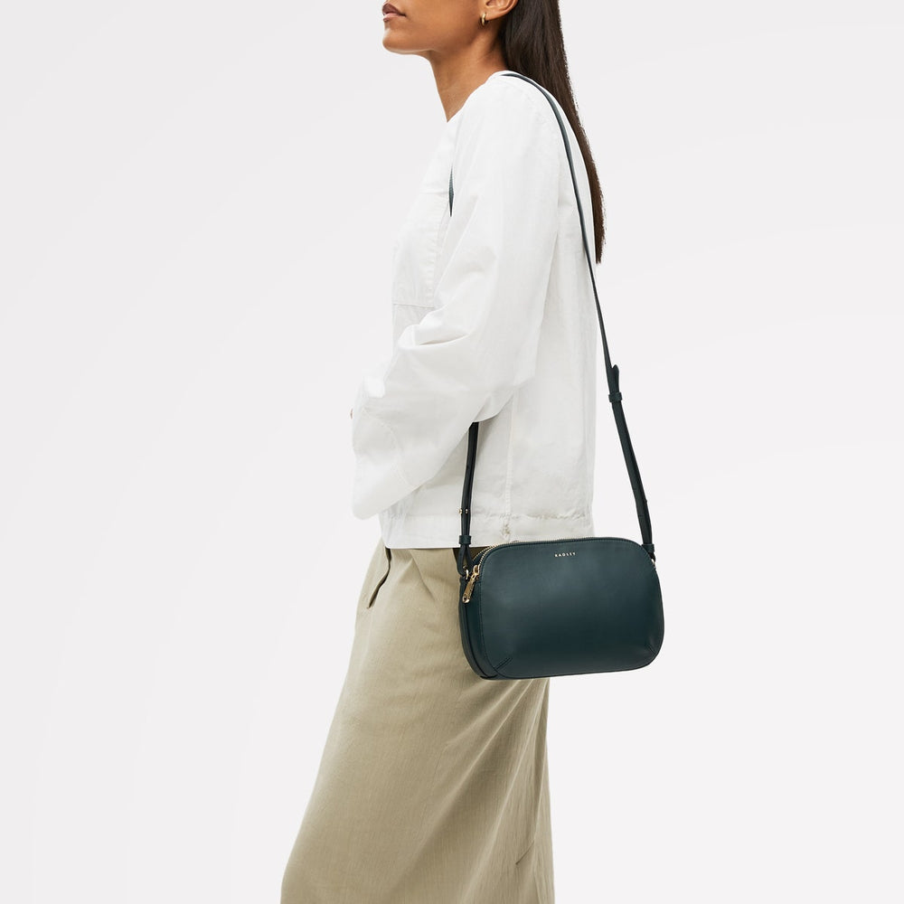 Dukes Place Leather Medium Ziptop Cross Body Bag in Teal - 112122