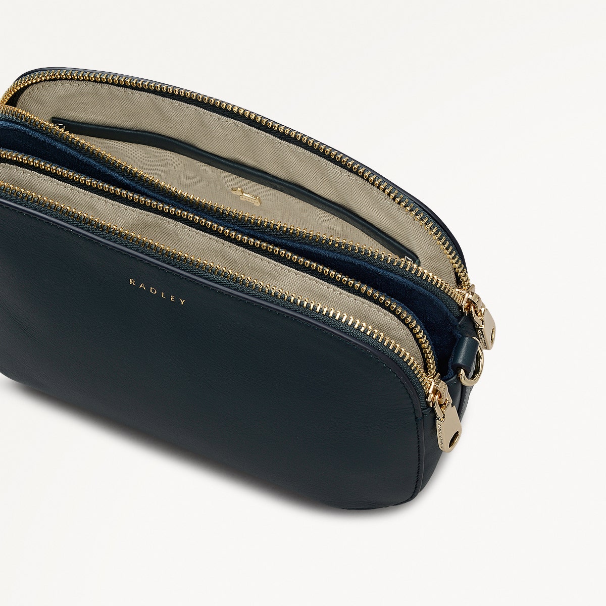 Dukes Place Leather Medium Ziptop Cross Body Bag in Teal - 112122