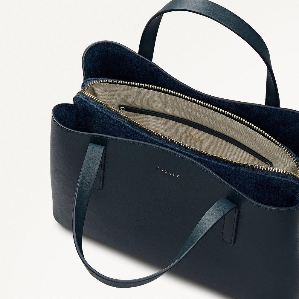 Dukes Place Leather Medium Ziptop Satchel Bag in Teal - 112125