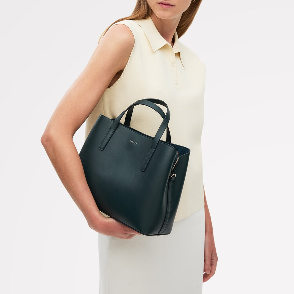 Dukes Place Leather Medium Ziptop Satchel Bag in Teal - 112125