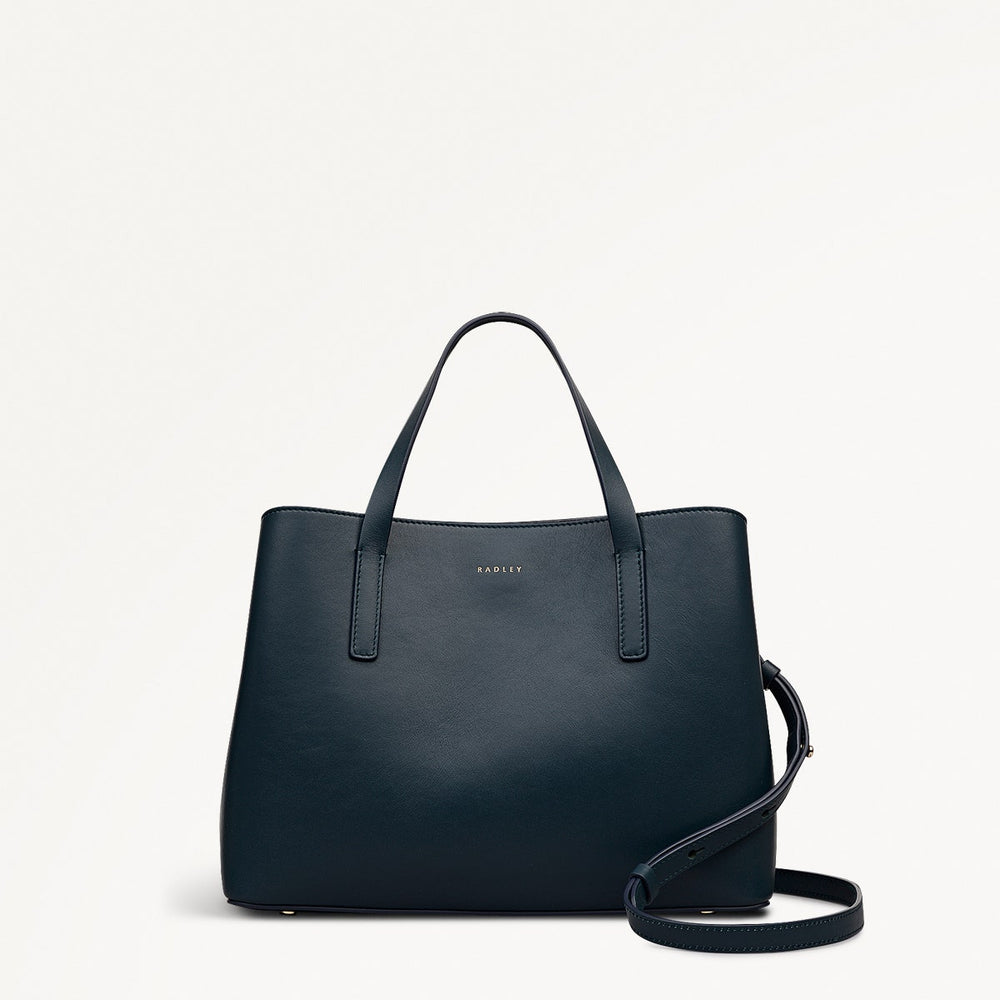 Dukes Place Leather Medium Ziptop Grab Bag in Teal - 112125