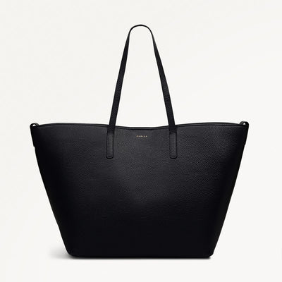 Dukes Place Leather Large Open Top Tote Bag in Black - 112133