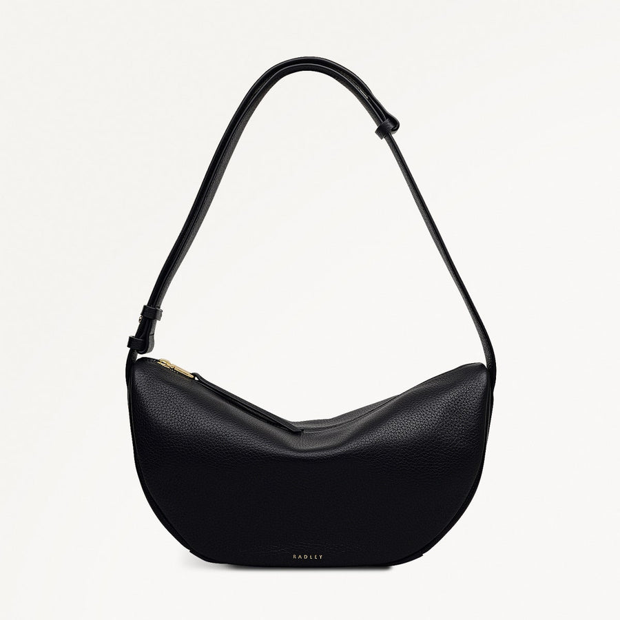 Dukes Place Leather Medium Ziptop Sling Bag in Black - 112135