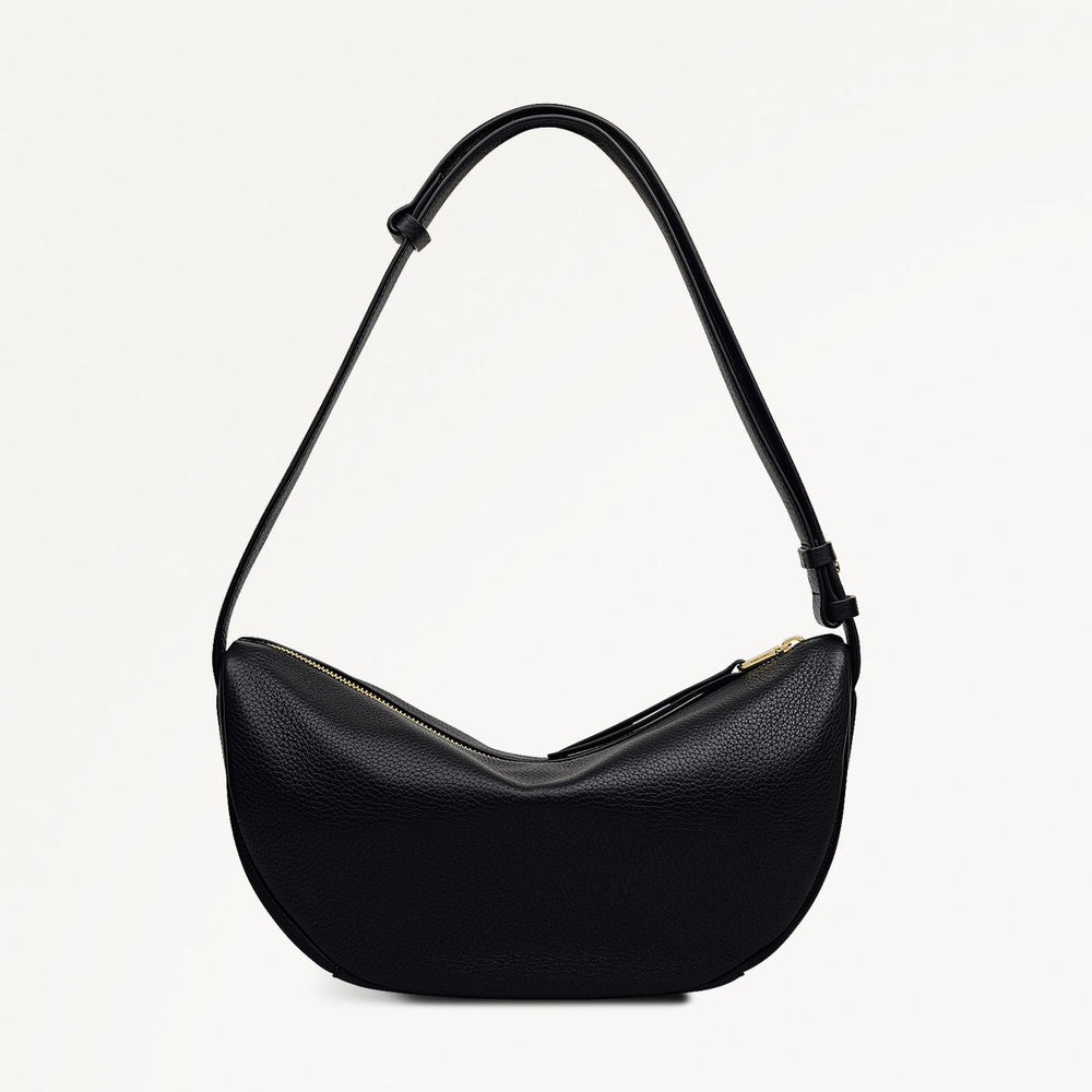 Dukes Place Leather Medium Ziptop Sling Bag in Black - 112135