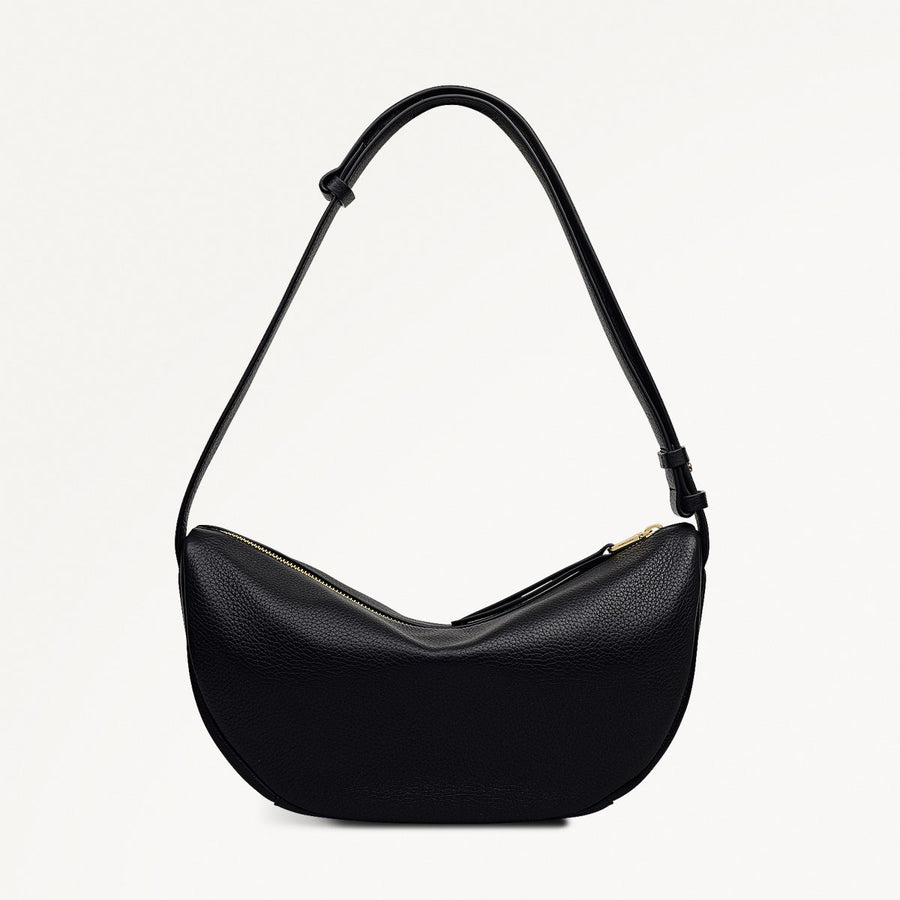 Dukes Place Leather Medium Ziptop Sling Bag in Black - 112135
