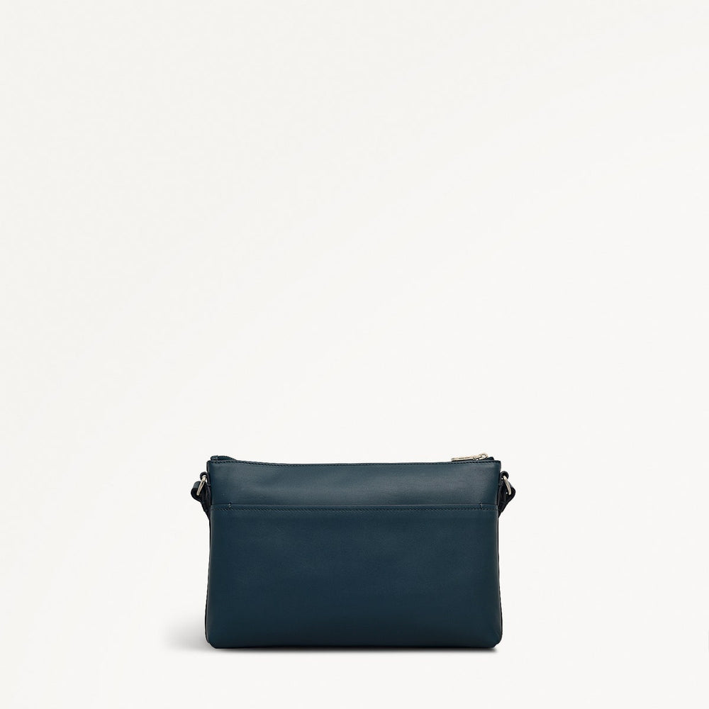 Pockets Leather Medium Ziptop EW Cross Body Bag in Teal - 112137