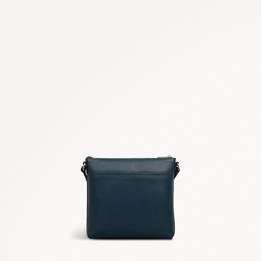 Pockets Leather Small Ziptop NS Cross Body Bag in Teal - 112138