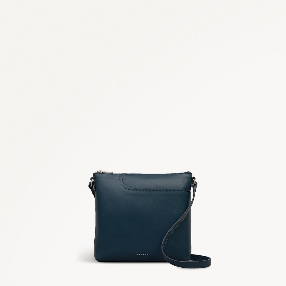 Pockets Leather Small Ziptop NS Cross Body Bag in Teal - 112138