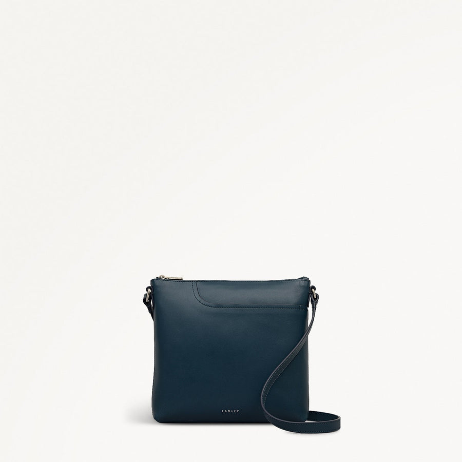 Pockets Leather Small Ziptop NS Cross Body Bag in Teal - 112138