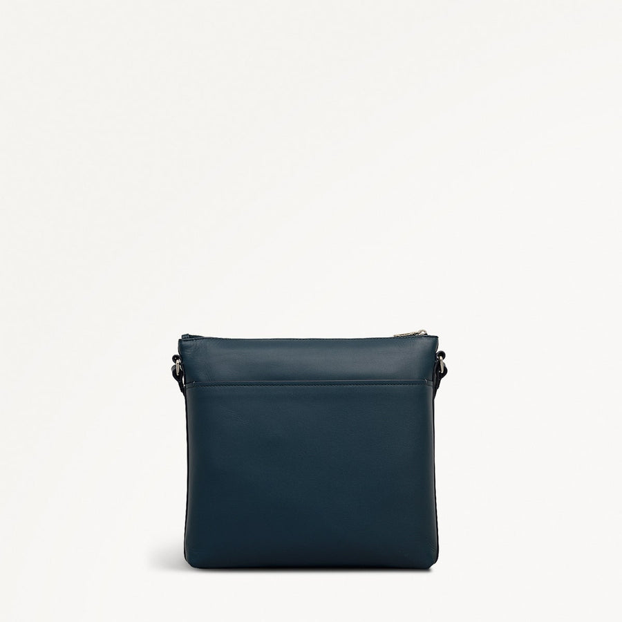 Pockets Leather Large Ziptop NS Cross Body Bag in Teal - 112139