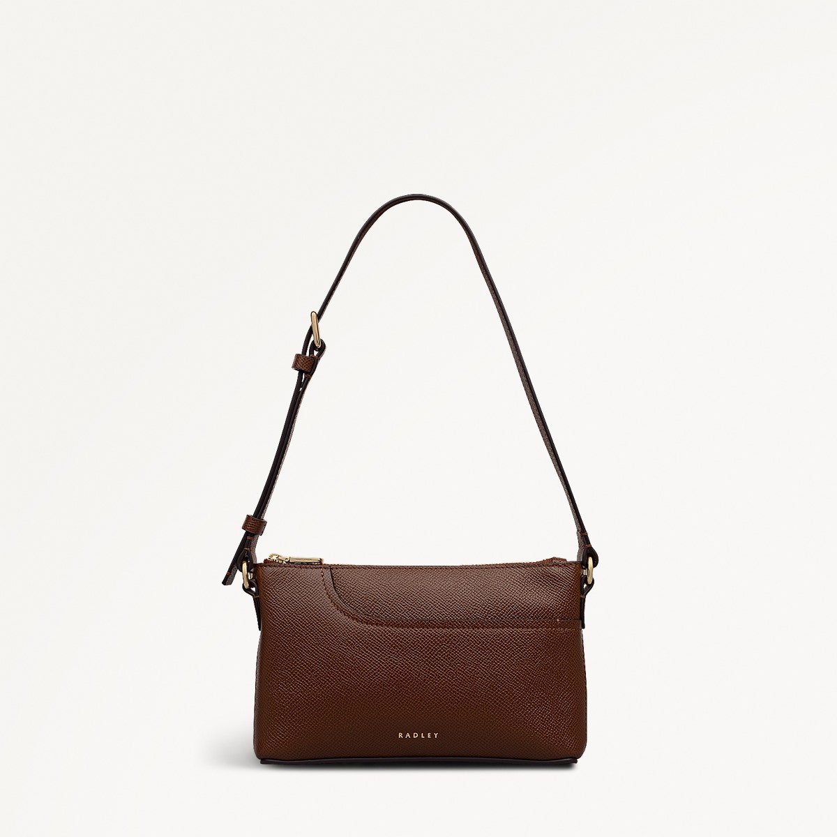 Pockets Leather Mini Ziptop Ew Shoulder Bag in Chocolate - 112140