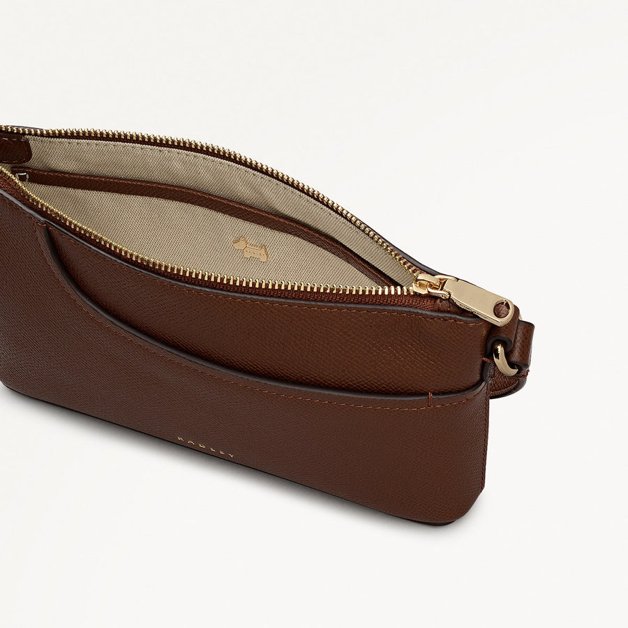 Pockets Leather Mini Ziptop Ew Shoulder Bag in Chocolate - 112140