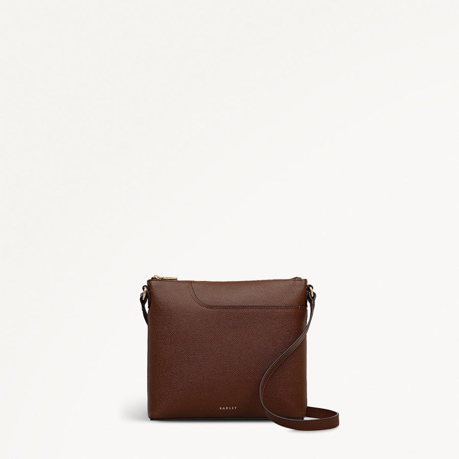 Pockets Leather Small Ziptop Ns Cross Body Bag in Chocolate - 112142