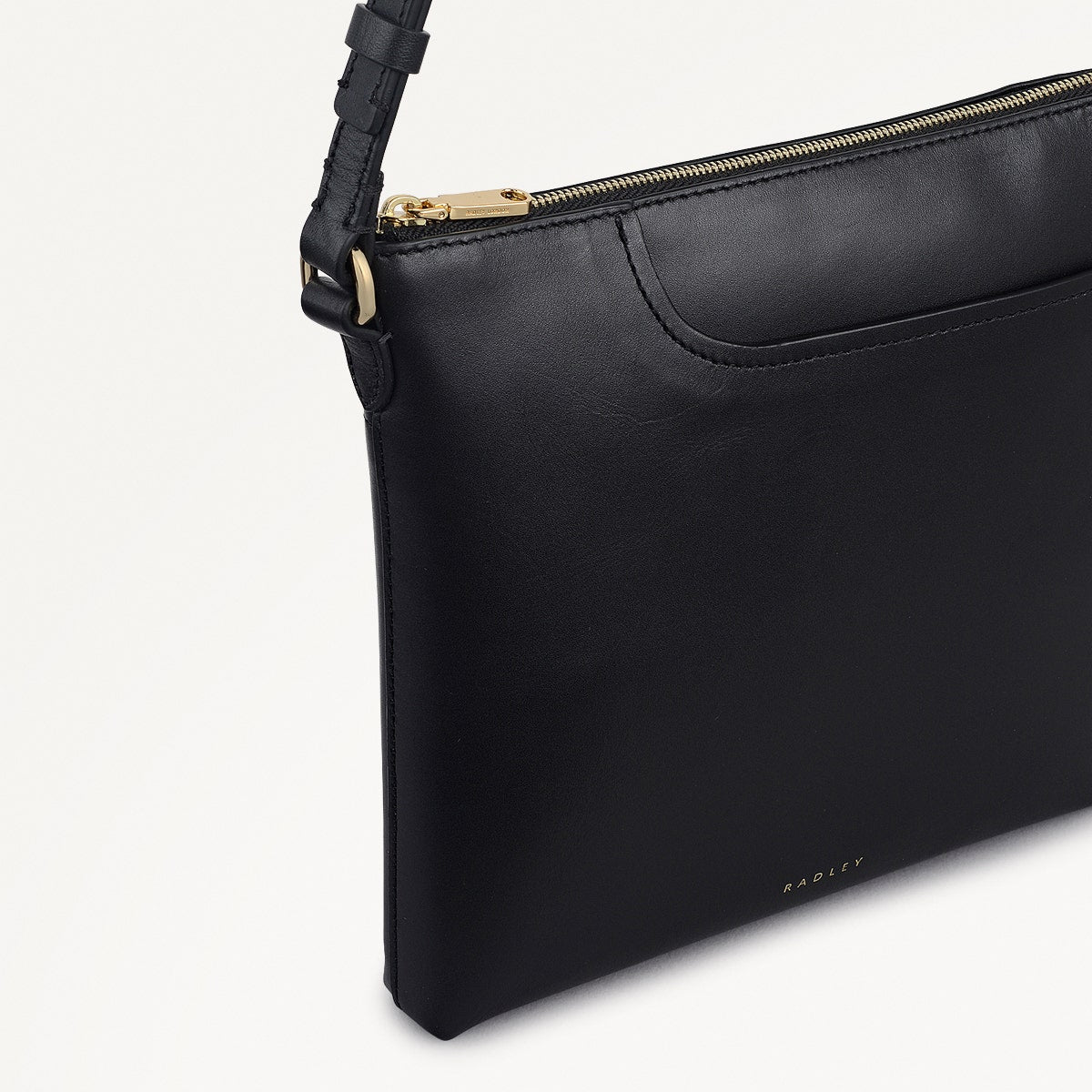 Pockets Leather Small Ziptop NS Cross Body Bag in Black - 112146