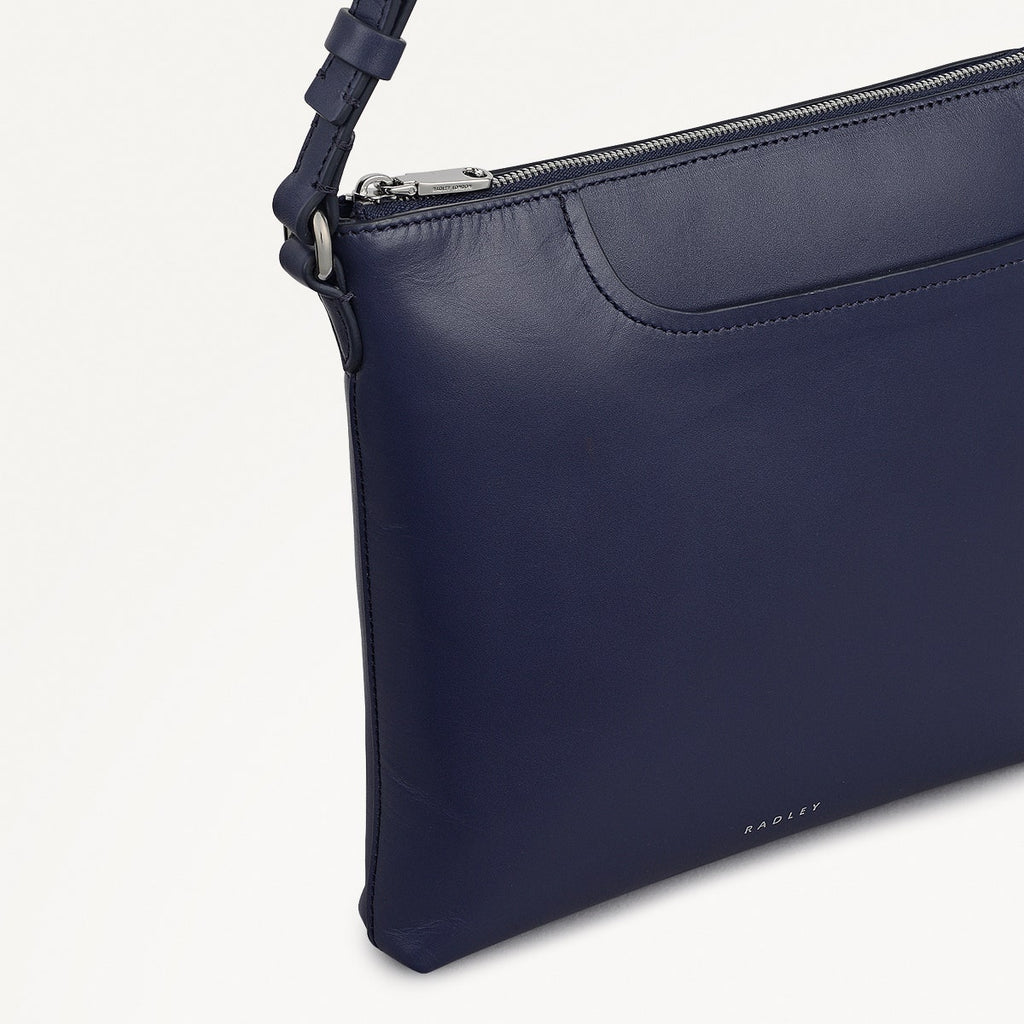 Pockets Leather Small Ziptop NS Cross Body Bag in Evenfall - 112150