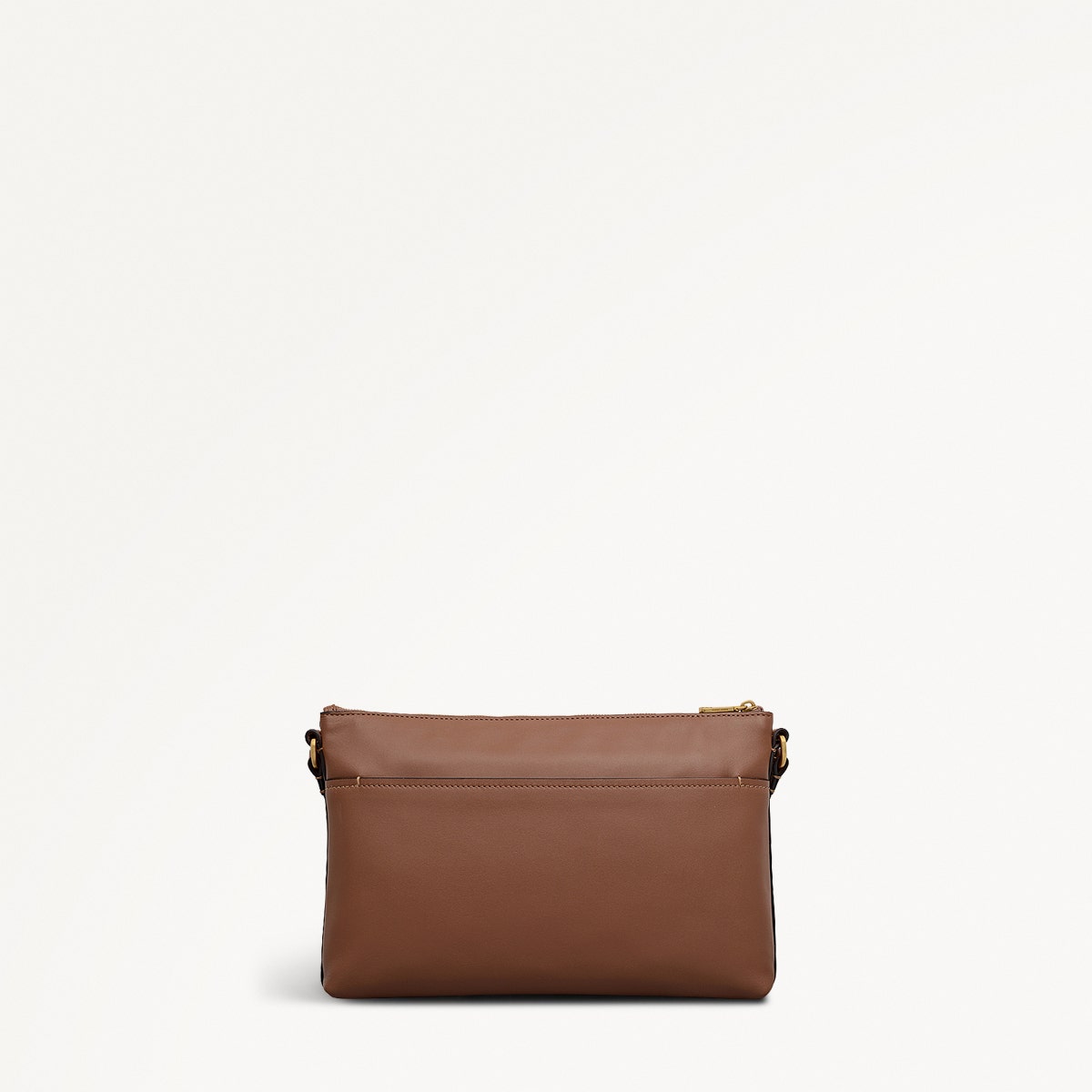 Pockets Leather Medium Ziptop EW Cross Body Bag in Saddle - 112153