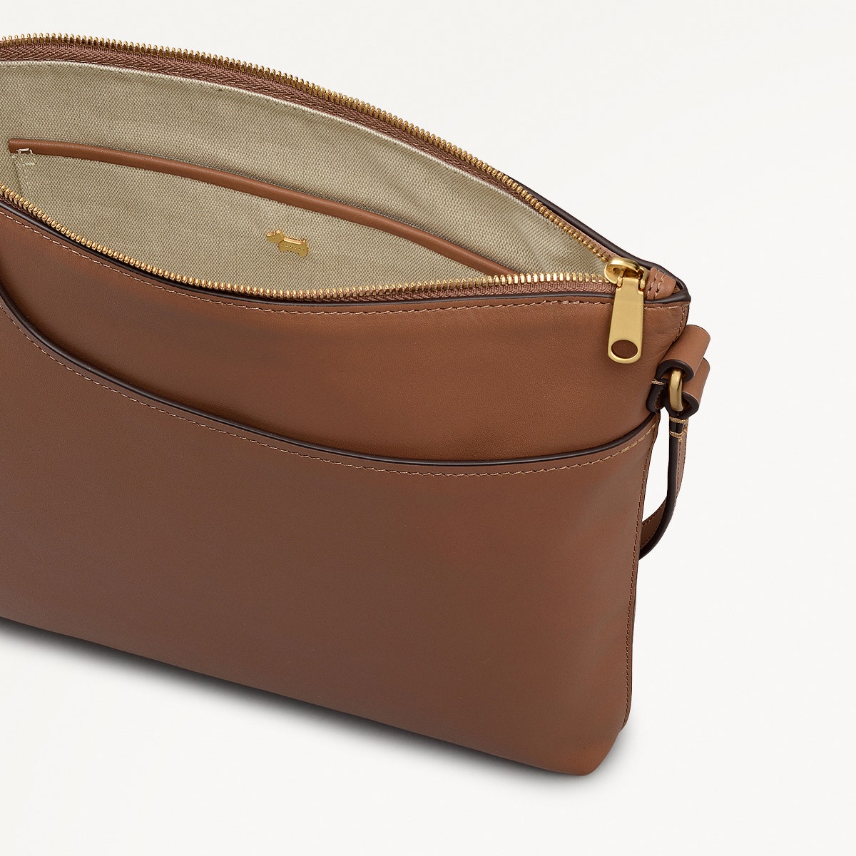 Pockets Large Ziptop NS Crossbody Bag in Saddle - 112155