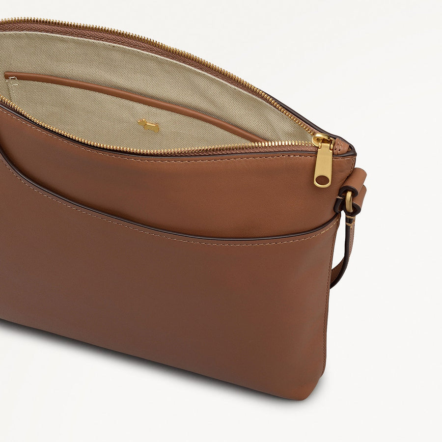 Pockets Large Ziptop NS Crossbody Bag in Saddle - 112155