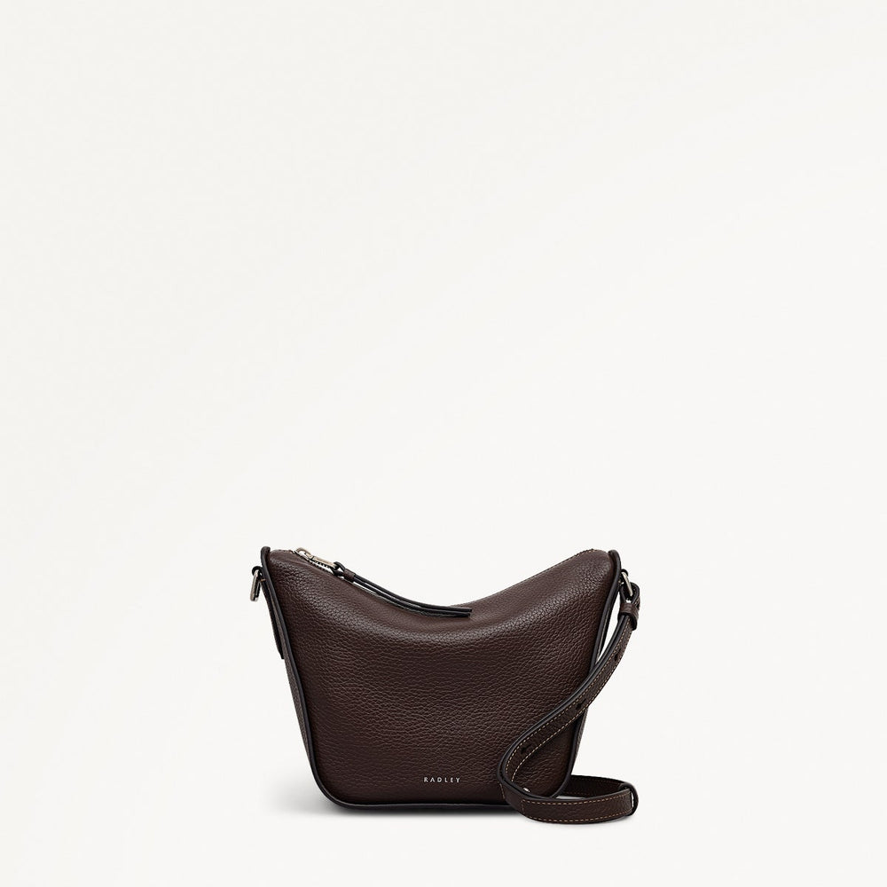 Oak Street Leather Small Ziptop Cross Body Bag in Dark Oak - 112156