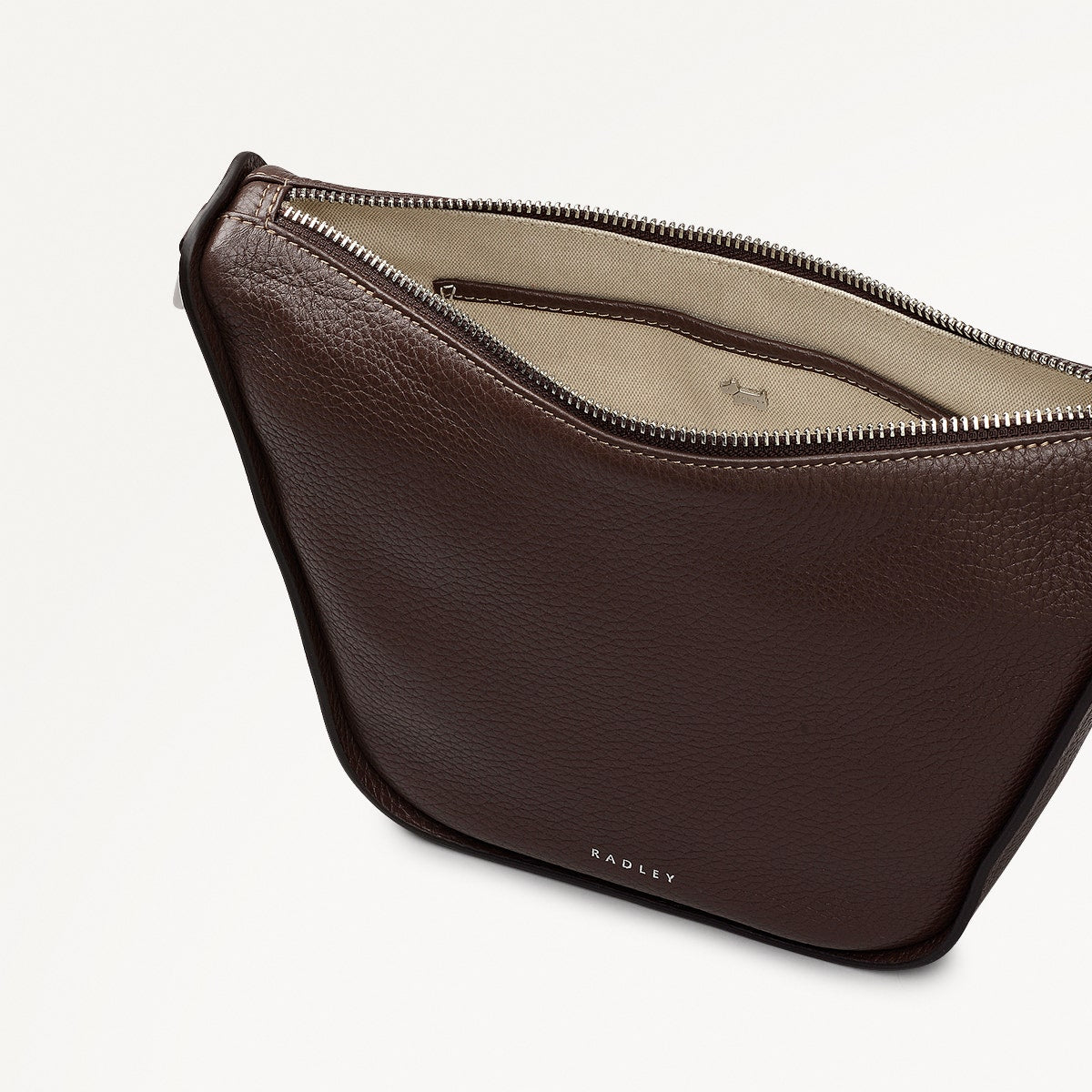 Oak Street Leather Small Ziptop Cross Body Bag in Dark Oak - 112156